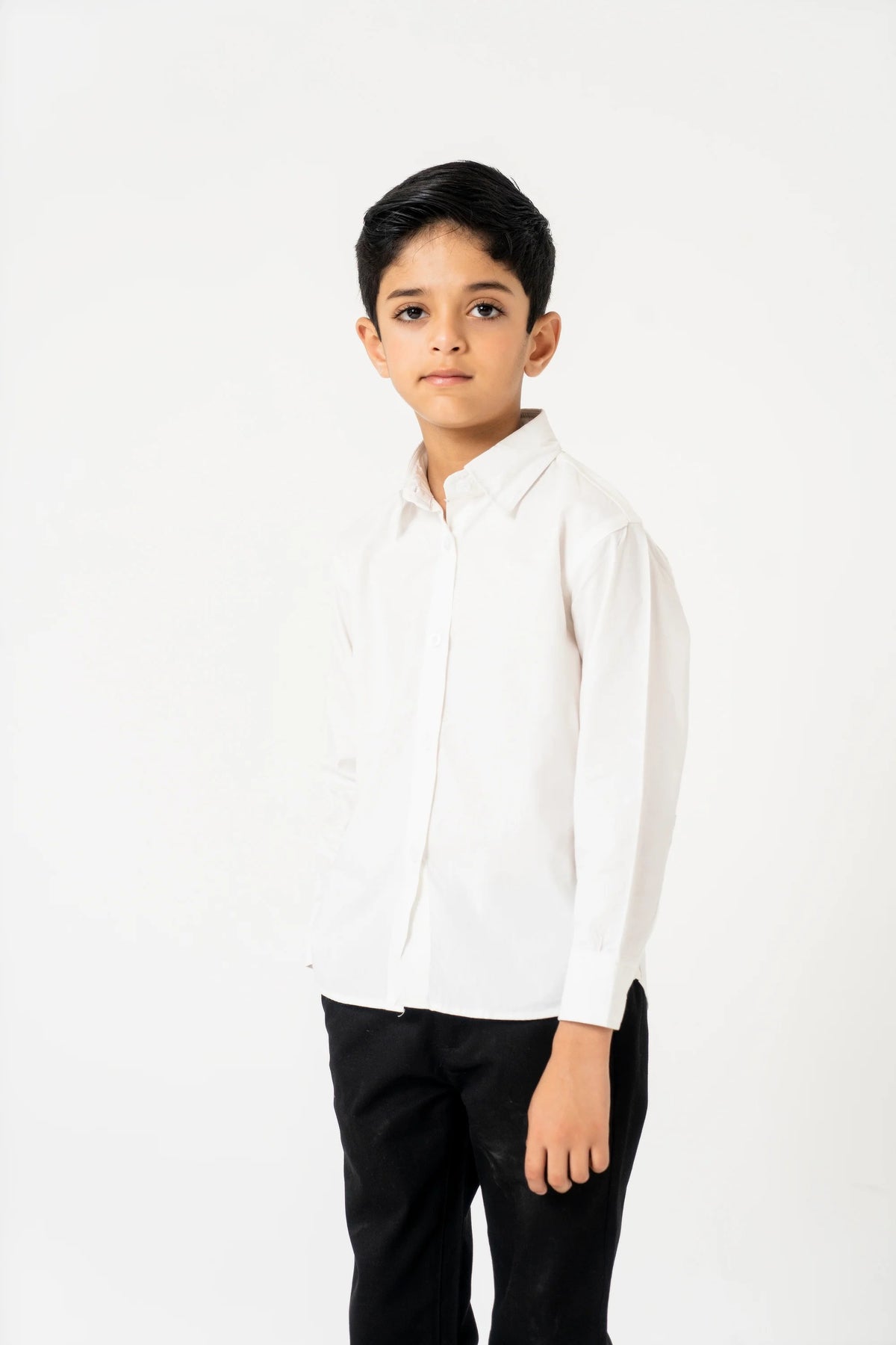Boys Full Sleeves Button Down Shirt - White