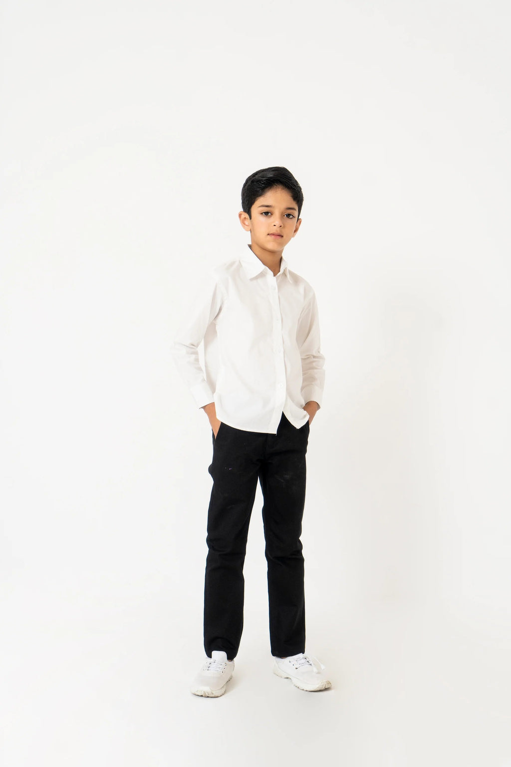 Boys Full Sleeves Button Down Shirt - White