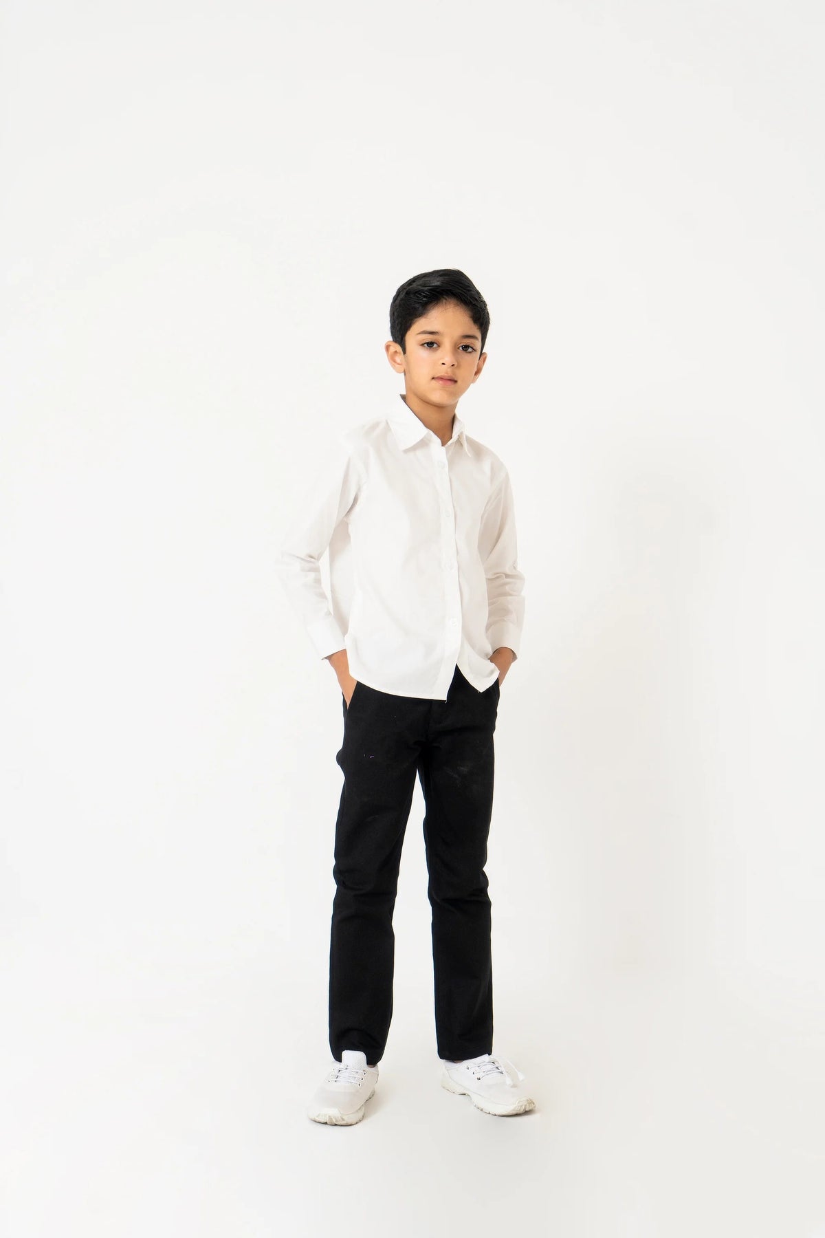 Boys Full Sleeves Button Down Shirt - White