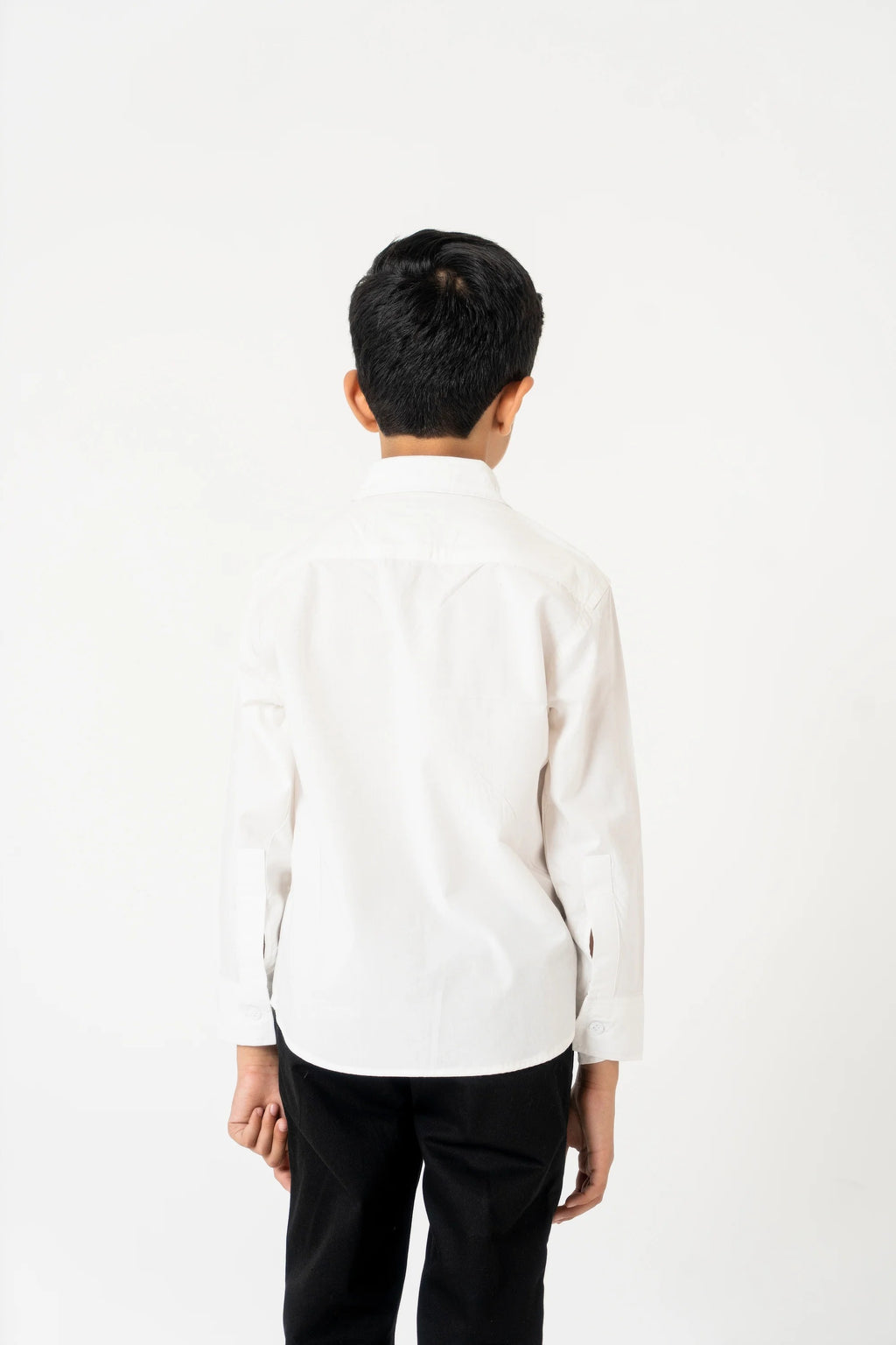 Boys Full Sleeves Button Down Shirt - White