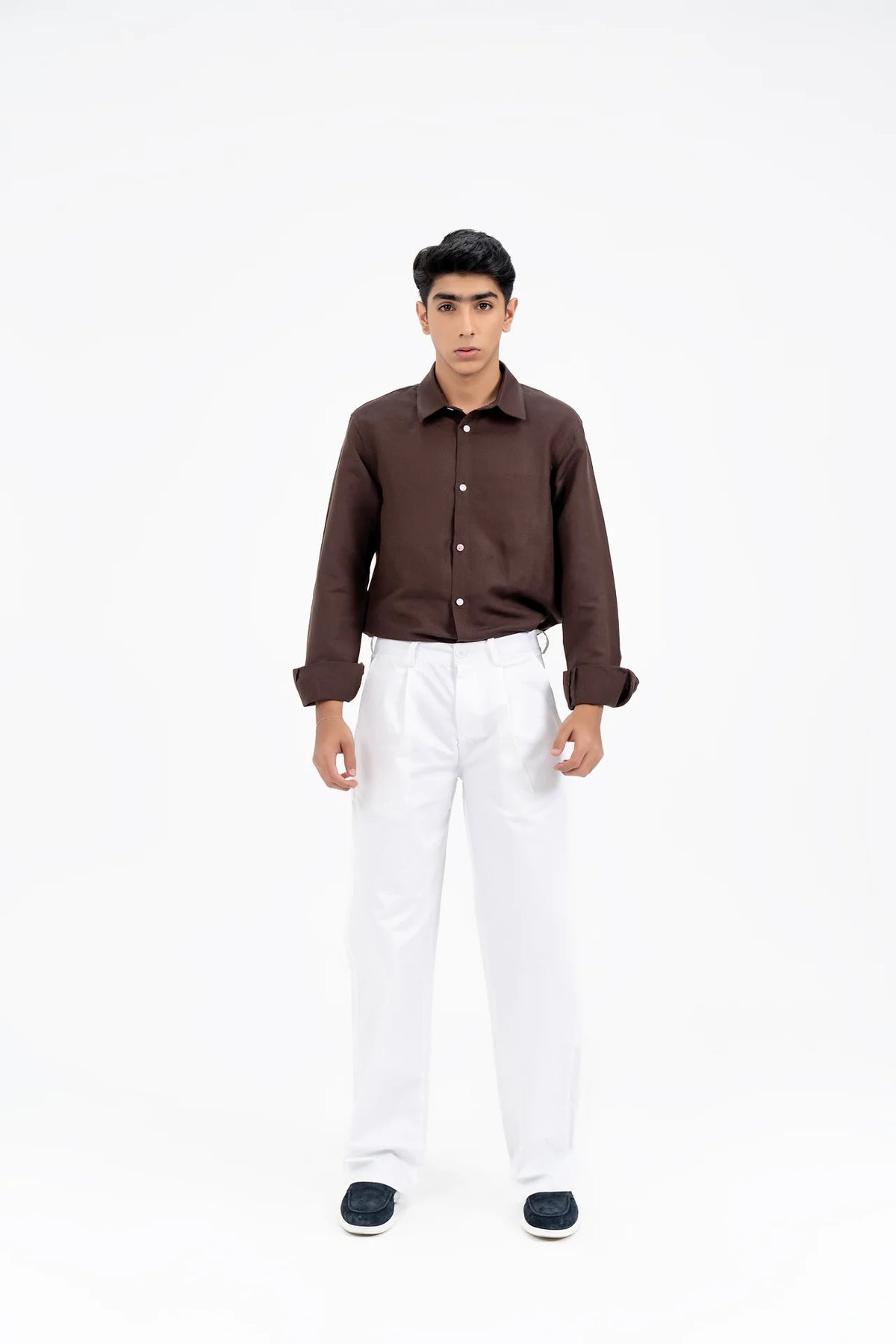 Men's Pleated Wide Leg Pant - White